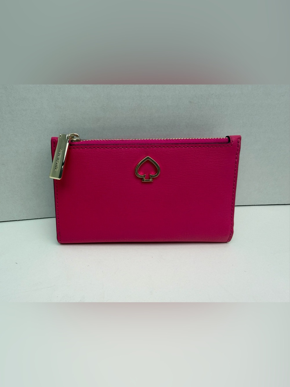 Kate Spade Adel Small Slim Bifold Wallet in Bright Magenta luxe leather